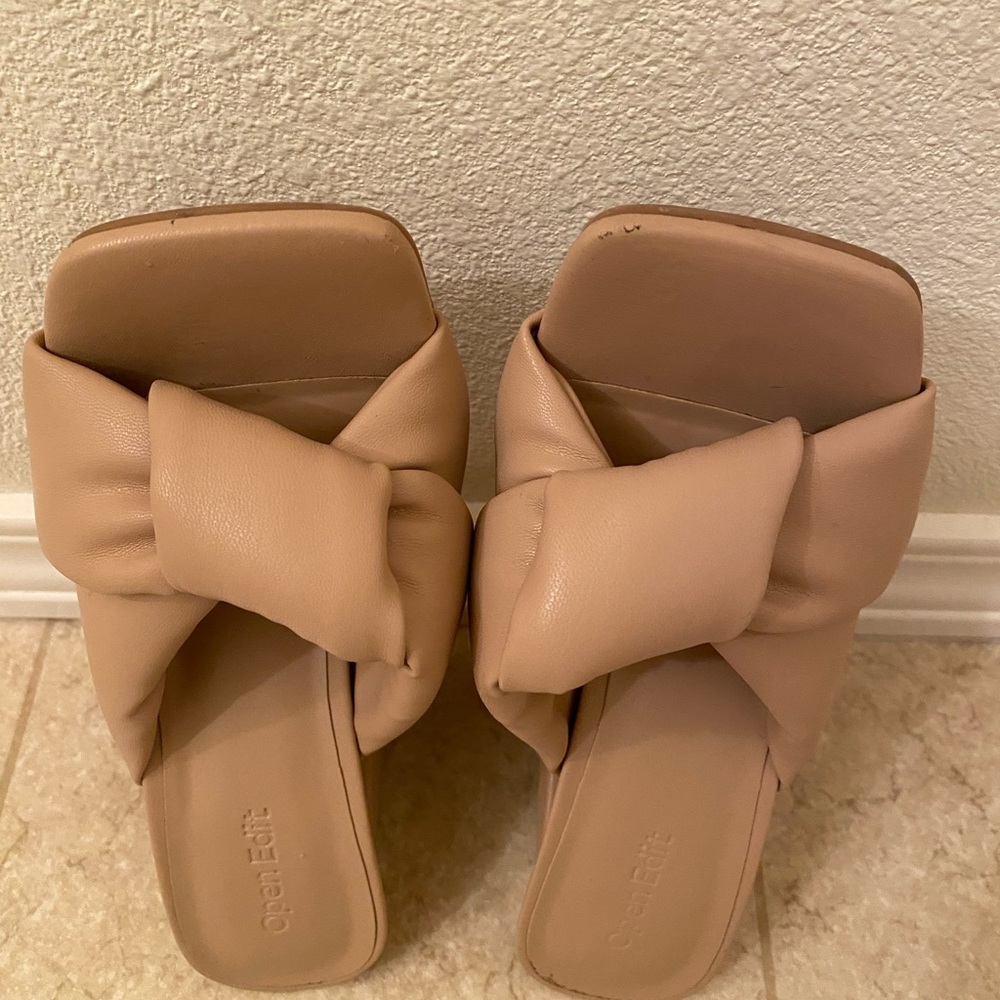 Pre-love Women Open Edit Saydee Sandal Chunky Flared Heel Puffy Knot Siz:5.5